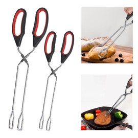 Zoiwdur Tongs for Cooking, Set of 2 Heat Resistant Stainless Steel 10-Inch and 12-Inch Kitchen Scissor Tongs for BBQ, Food, Salad