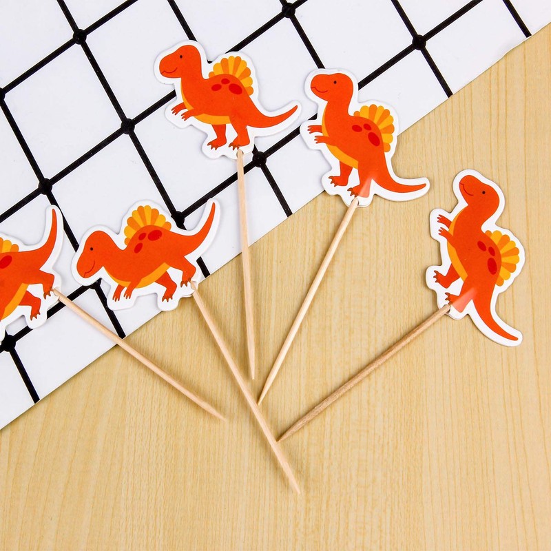 50 piezas de decoración de dinosaurios para cupcakes, diseño de