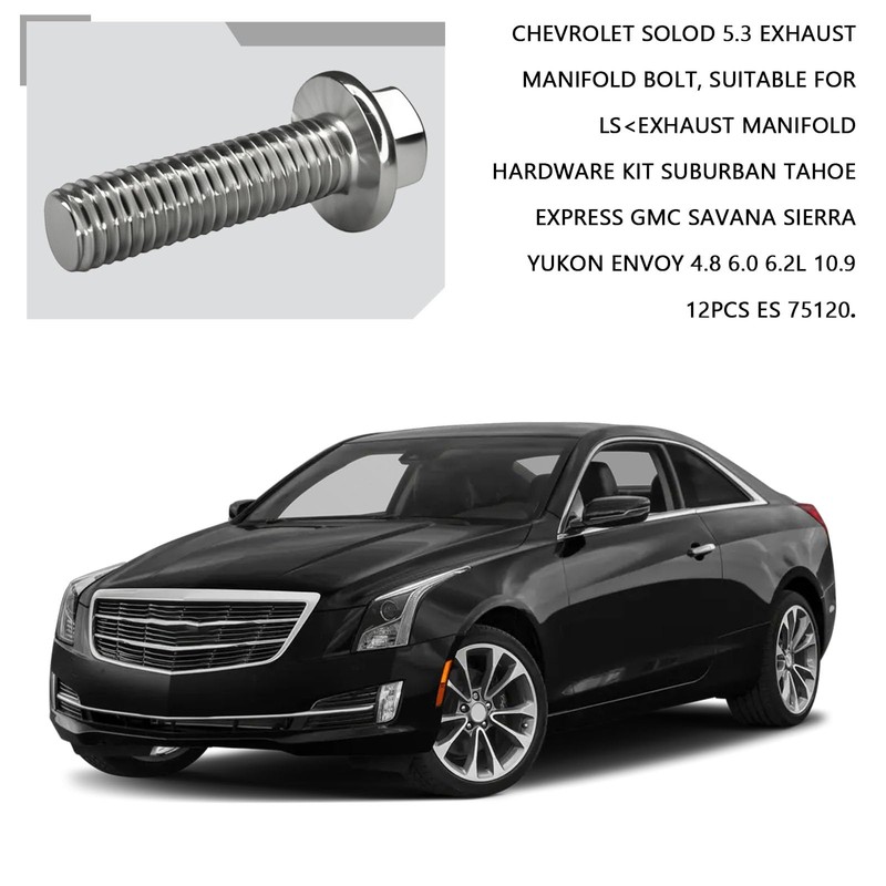 SWQS 12PCS ES75120 5.3 LS Exhaust Manifold Bolts, 10.9 Header