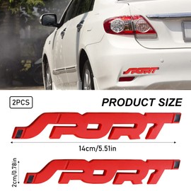 Haohai 2Pack 3D Metal Car Sport Sticker, Sport Logo Emblem Badge Decals, Car Side Fender Rear Trunk Sport Sticker (Red)