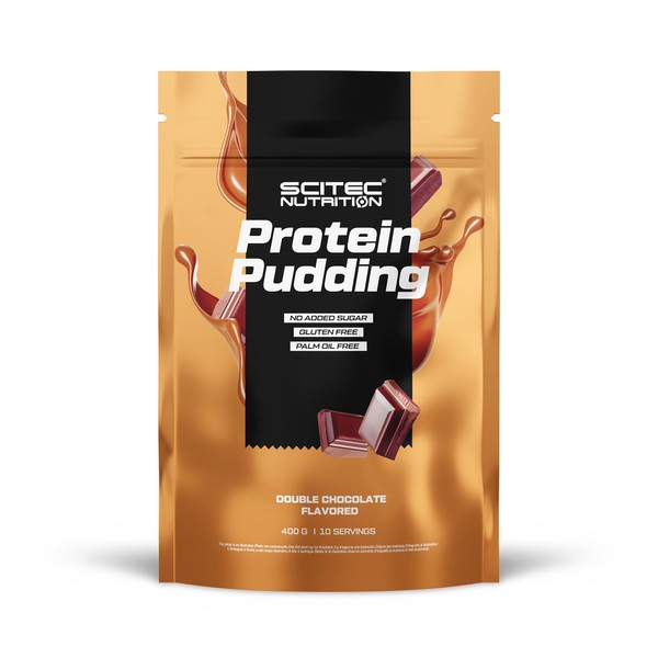 Scitec Nutrition Protein Pudding, Flavoured Protein Pudding Powder with Caseinate, Whey Protein Concentrate and with Sweeteners, No Added Sugar, Gluten-Free, 400 g, Double Chocolate