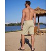 YAOBAOLE Cotton Linen Men Short with Pockets Drawstring Summer Beach