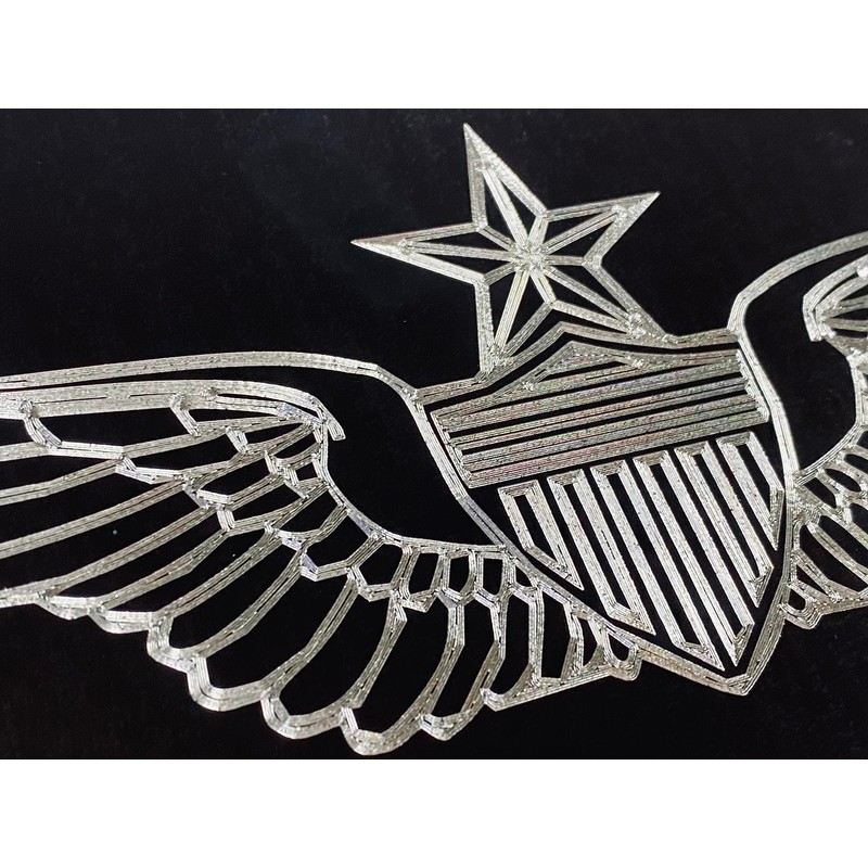 Engraved Senior Army Aviator Wings Car Tag Black & Silver