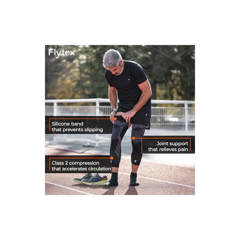 Flytex Knee Compression Sleeves, Black, L
