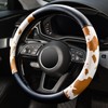 Cow Print Car Steering Wheel Covers, Breathable Microfiber Leather for