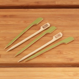 BambooMN 3.9" Food Allergy Marking Natural Bamboo Paddle Picks Sticks for Catered Events, Holiday's, Restaurants or Buffets Party Supplies, 100 Pieces