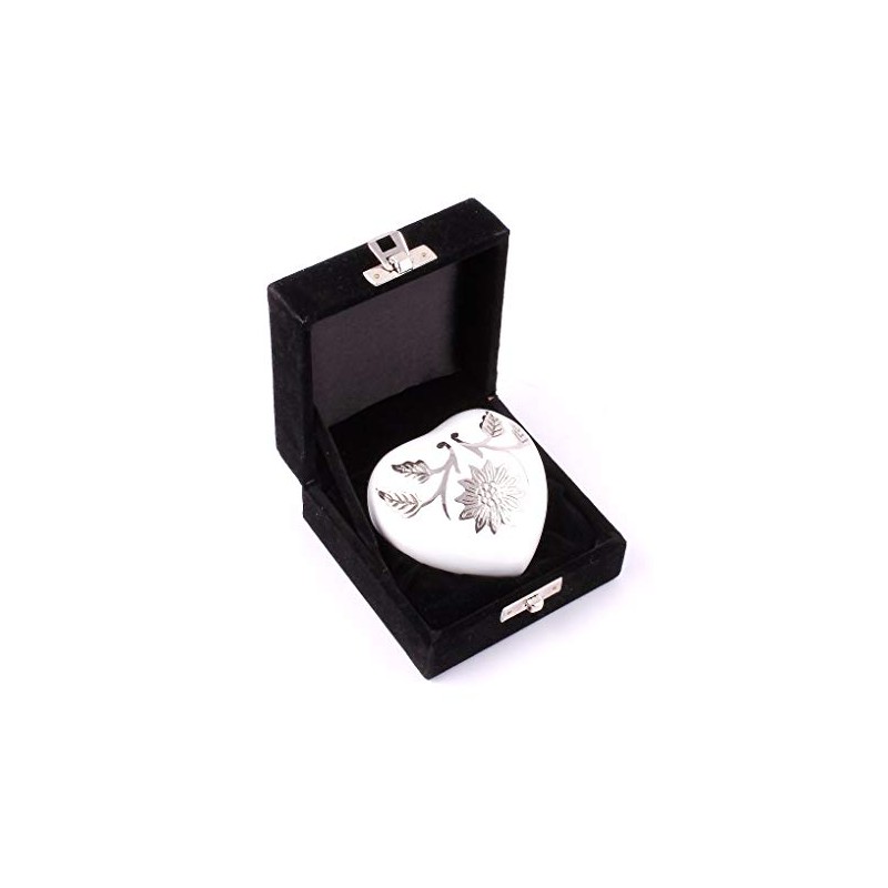 White Heart Shaped Small Cremation Ashes Urn with Box and