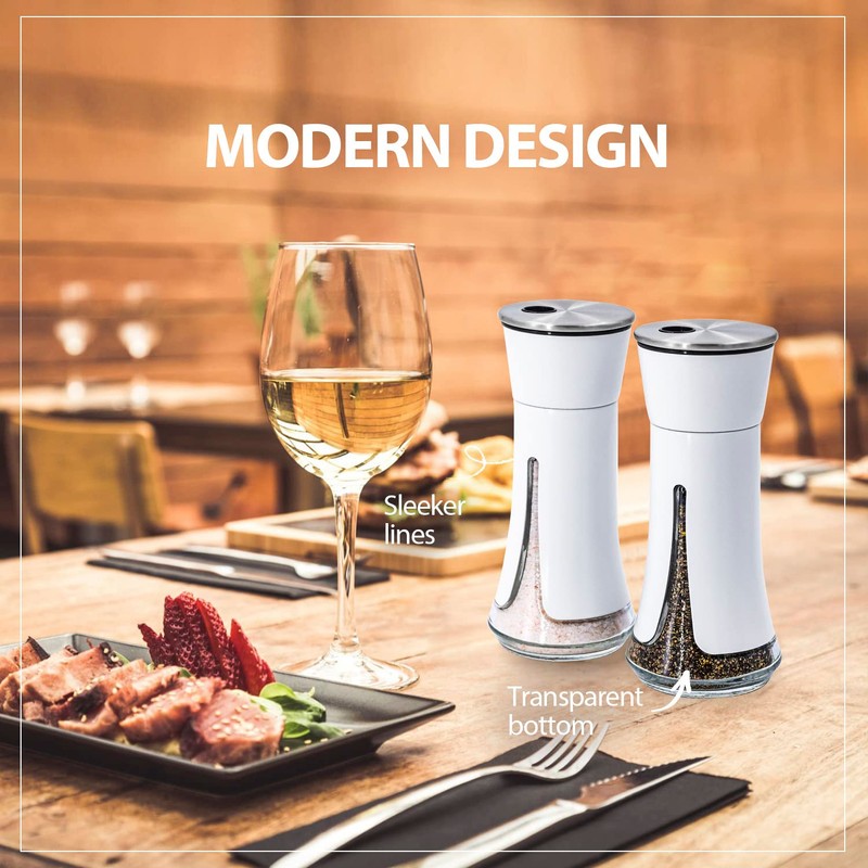 White Salt and Pepper Shakers by Aelga, White Kitchen Accessories,