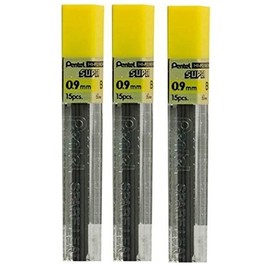 Pentel 0.9mm Size B Shade Hardness Pencil Refill Replacement Spare Leads Hi Pollymer Super For Automatic & Mechanical Pencils (Pack Of 3 Tubes - 45 Pieces)