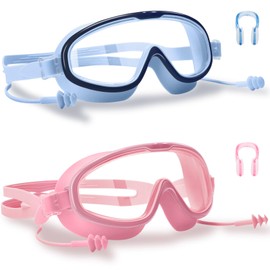 LYBHDAFA 2 Pack Swim Goggles for Kids 3-15 Years Old, HD Large Frame Anti-Fog Pool Swimming Goggles for Children Toddler