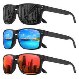 MEETSUN Polarized Sunglasses for Men Women Sports Driving Fishing Glasses UV400 Protection 3Pack-Black+Blue+Red