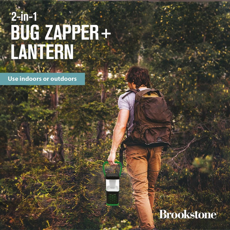 Brookstone 2-in-1 Bug Zapper + High-Powered Lantern - Dual-Mode Rechargeable