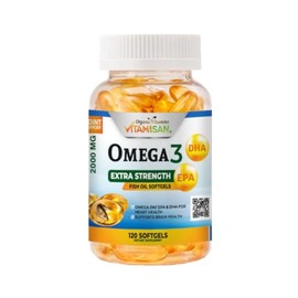 VITAMISAN Vitaminas orgánicas súper Omega 3 Concentrado de aceite de pescado ultra puro, EPA y DHA Triple potencia, ácidos grasos Omega 3, sin...     