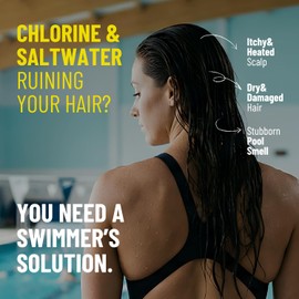 SWIM SALON Chlorine Removal Shampoo & Leave-In Treatment Set for Swimmers | Vitamin C Removes Chlorine | Restores & Strengthens Hair After Every Swim | Sulfate-Free (300g + 140ml)