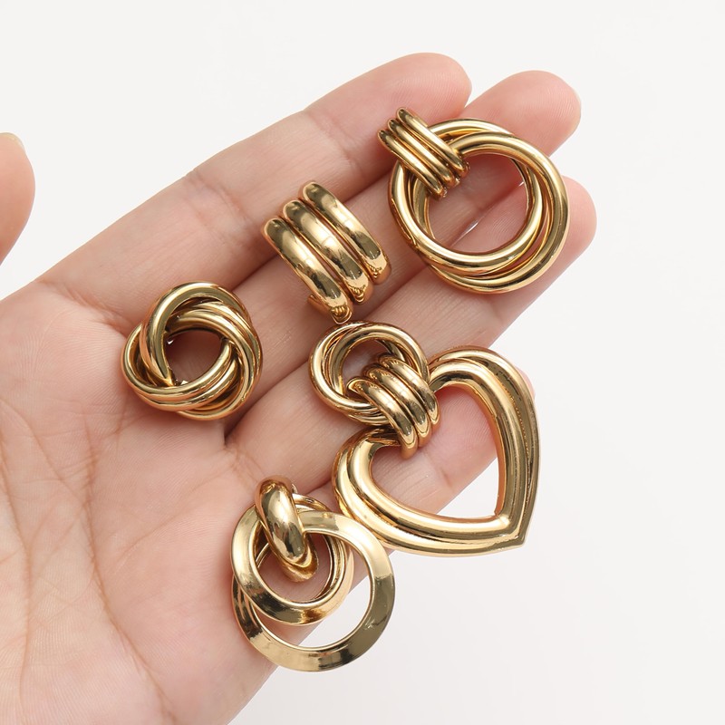 Ofeiyaa 8 Pairs Gold Knot Earrings for Women Chunky Statement