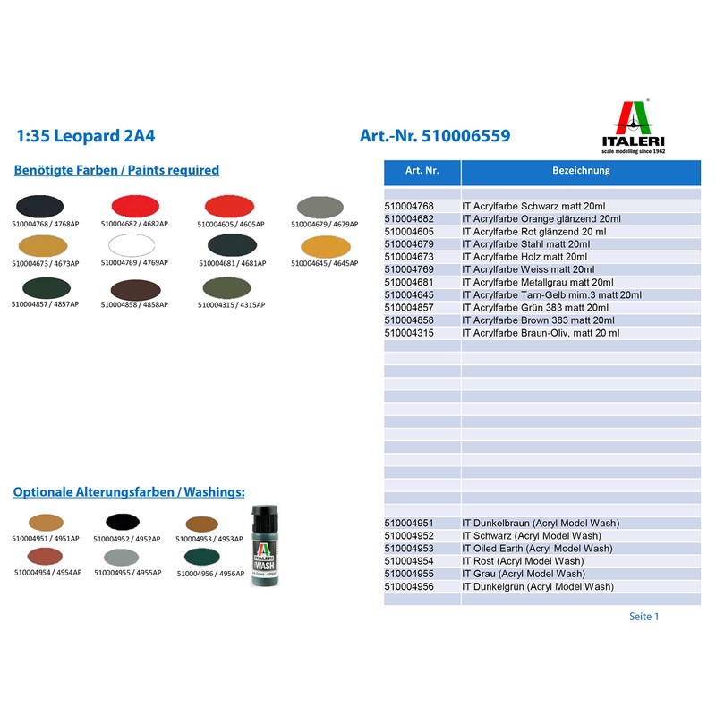 Italeri 510006559" 1:35 Leopard 2A4 Vehicle