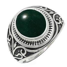 JEWELSTREZORO Grüne Jade Edelstein-Bandring für Herren und Damen, alle Größen, 925er-Sterlingsilber, Geschenkartikel, Schmuck TSR1221CD_22 (68 (21.6))