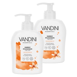 VANDINI 2x Energy Flüssigseife Spender mit Orangenblüte Duft 300ml - Made in Germany Spender Seife vegan - Handseife flüssig reinigt sanft - Handwaschseife für gepflegte Hände - Hand soap