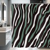 deFouliao Green Shower Curtain Modern Abstract Green Black White Striped