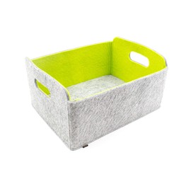 High-Quality Felt Storage Box in Mottled Grey/Green, Washable, 30 x 24 x 15 cm, Organiser Box, Shelf Box, Folding Box, Toy Basket