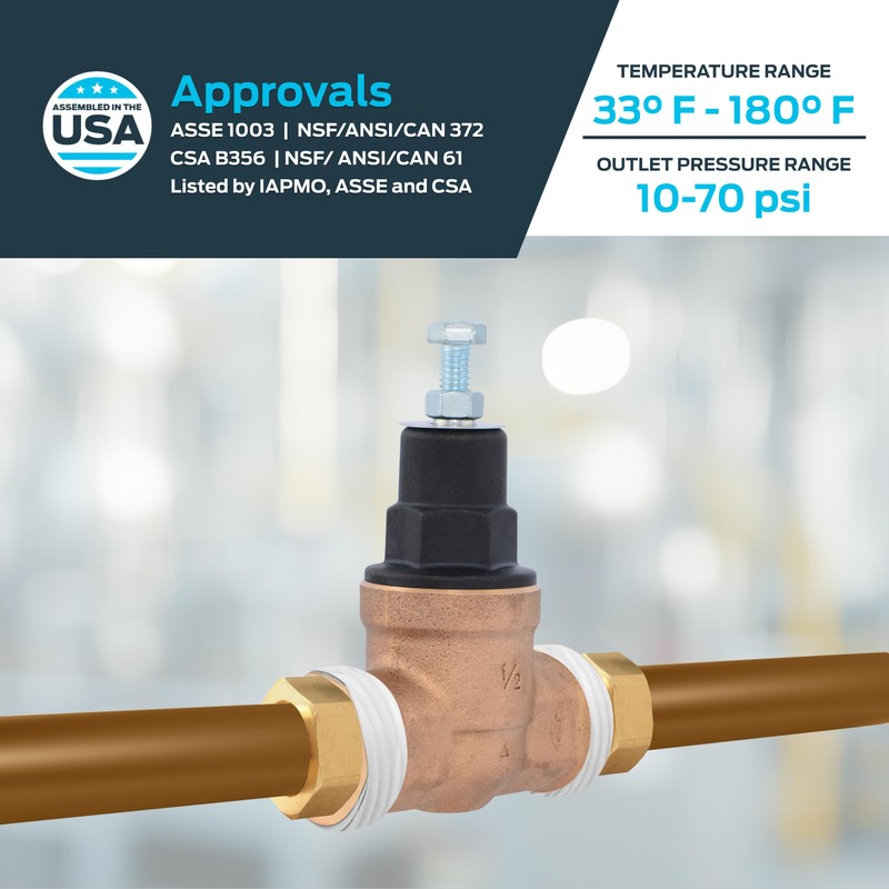 Cash Acme EB45 Pressure Regulating Valve, 1/2 Inch NPT Threaded,