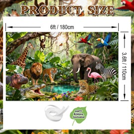 Avezano Jungle Backdrop Safari Party Decorations Rainforest Animals Banner