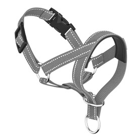 wintchuk Dog Head Collar, Gentle Harness Walks with Reflective Strap to Stop Pulling for Small Medium and Large Dogs, Adjustable(M,Grey)