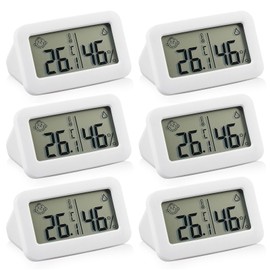 Digital Thermometer Hygrometer Indoor - 6 Mini Humidity Meter Room Thermometer Indoor with Smiley Indicator, Temperature and Room Thermometer for Baby Room, Living Room, Room, Office, White