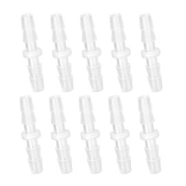 Quickun Plastic Hose Barb Fitting, 1/8" x 1/8" Barbed Splicer Mender Joint Adapter Union Fitting (Pack of 10)