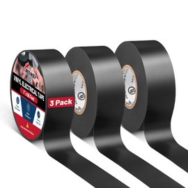 RED WOLF Vinyl Electrical Tape 1"-66Ft 3 Pcs, UL CSA Listed PVC Electric Tape 7 Mil Thick Flame Retardant Strong Rubber Based Adhesive Tape Rated 600V for Electrical Automotive Application
