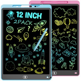 Electight 12 Inch Drawing Tablet for Kids, 2 Packs Colorful LCD Writing Board Toys for Boys Girls, Erasable Drawing Board Learning Educational Gifts for 3 4 5 6 7 Years Old Toddlers Birthday Christma
