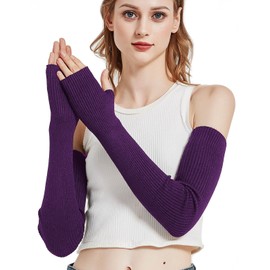 Novawo Frauen Winter lange Armstulpen Halbhandschuhe gestrickt fingerlose Handschuhe