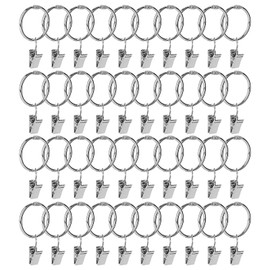 KEILEOHO 100 PCS 32mm Curtain Ring with Clip, Metal Curtain Clip with Hook, Curtain Pole Ring for Hanging Curtain Window Door