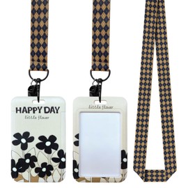 KIWOP Porta Gafete, Porta Credencial, Impermeable y a Prueba de Polvo, Material Abs, Engrosado y Resistente, Diseño de Pieza Deslizante.(Flor negra)