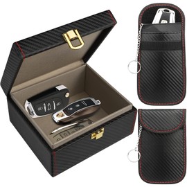 Faraday Box, [with 2 Faraday Pouch] Diyife 5-7 Car Keys Capacity Faraday Box for Car Keys RFID Box Key Box with Faraday Bag Signal Block Key Fob Protector Box Anti Theft Car Key Box for Car Keys