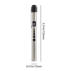 ペンライト LED 懐中電灯 暖色/白色 2色切替 ディスプレイ搭載 デジタル電量表示付き 小型 軽量 USB充電式(ブラック)