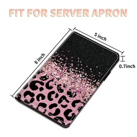Server Books for Waitress Waiter with Zipper Pocket, Pink Glitter Leopard Leather Server Pads Waitstaff Organizer Guest Check Presenters Server Wallet Money Holder Pouch Fit Apron