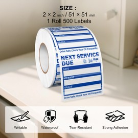 YIKIADA 500 PCS Oil Change Stickers Vinyl 2 Inches Clear Next Service Due Reminder Labels Writable Removable with No Residue for Car Auto Maintenance Vehicle Window Windshield