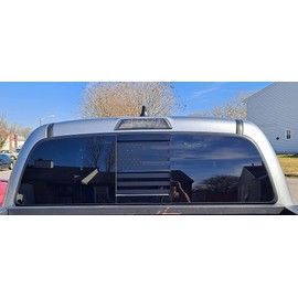 Xinghe Rear Middle Window American Flag Decal for Truck, Matte Black USA Flag Decal for Truck Back Sliding Window, Waterproof Vinyl (for Tacoma 2016-2023)