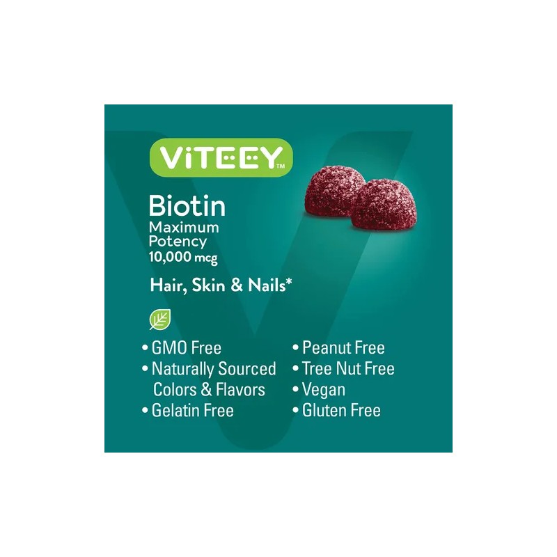 Viteey Gomitas Biotina 10000 Mcg Cabello Piel Uñas 60ct
