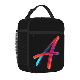 Colorful Initial Lunch Box for Kids, Small Insulated Lunch Bag for Men Women, Reusable Portable Lunch Tote for Boys Girls Students, Thermal Cooler Bag for Work, Travel, Picnic, Rainbow Letter A