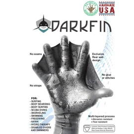 DarkFin Webbed Power Swimming Gloves (1 Pair) for Men, Women, Scuba Diving, Snorkeling, Spearfishing, Surfing in Cold Water, Ultra Thin Hand Fins, Pool Swim Paddles, Black, Men Large