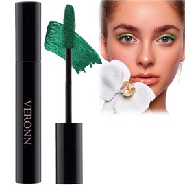 Green Mascara Waterproof,4D Fiber Mascara,Smudge-Proof Mascara,Mascara Green Volume and Length,Lengthening Mascara Green,Highly Pigmented Coloured Mascara,Eyelash Mascara with False Lash Effect