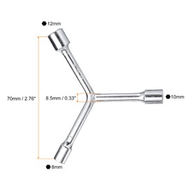 sourcing map Y-Shaped 3 Way Socket Wrench 8mm 10mm 12mm Y-Type 6-Point Inner Hexagon Spanner Bike Hex Wrench Torque Spanner for Bicycle Cycling Repair Hardware Tools