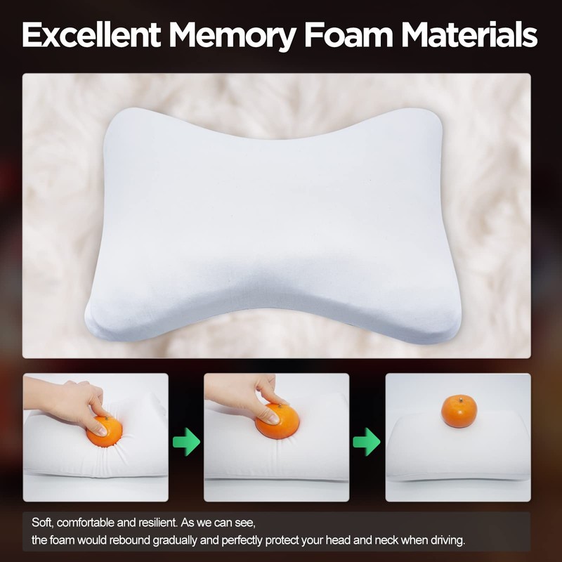 2 Pack Car Neck Pillows, Hysami Adjustable Memory Foam Genuine