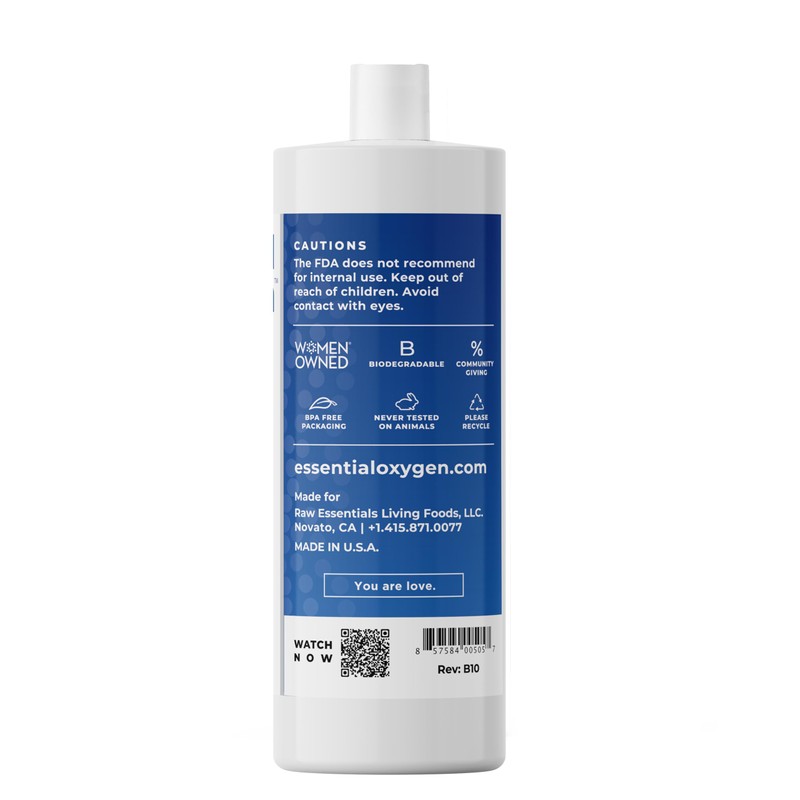 Essential Oxygen Food Grade Hydrogen Peroxide 3%, Natural Cleaner, Refill,
