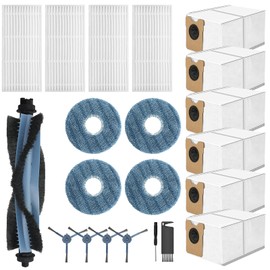 21 Pack Omni C20 Accessories Kit Replacement Compatible with Eufy Omni C20 Robot Vacuum Cleaner, 1 Main Roller Brush,4 Hepa Filters,4 Mop Pads,4 Side Brush,6 Dust Bags,1 Cleaning Tool,1 Screwdriver