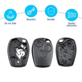 EcoJozon 2 Stück Schlüssel Gehäuse 3 Tasten Auto Schlüsselgehäuse mit Klinge, Autoschlüssel mit 6 Mikro Tasten und Schraubendreher für Renault Master Twingo Kangoo Modus Dacia Clio Trafic