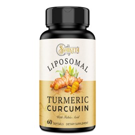 Liposomal Turmeric Curcumin Supplement 2000mg, 95% Standardized Curcuminoid Extract & Organic Root Powder with Piperine Black Pepper Fruit (15mg), 60 softgels