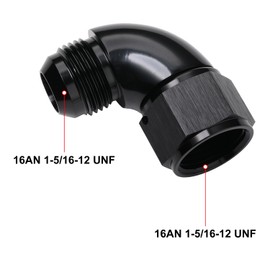 Podavelle 90 Degree 16AN Male to 16AN Female Swivel Full Flow Fitting Adapter Coupler Aluminum Black